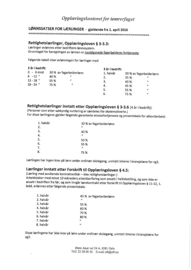 Bilde av lønnssatser for lærlinger